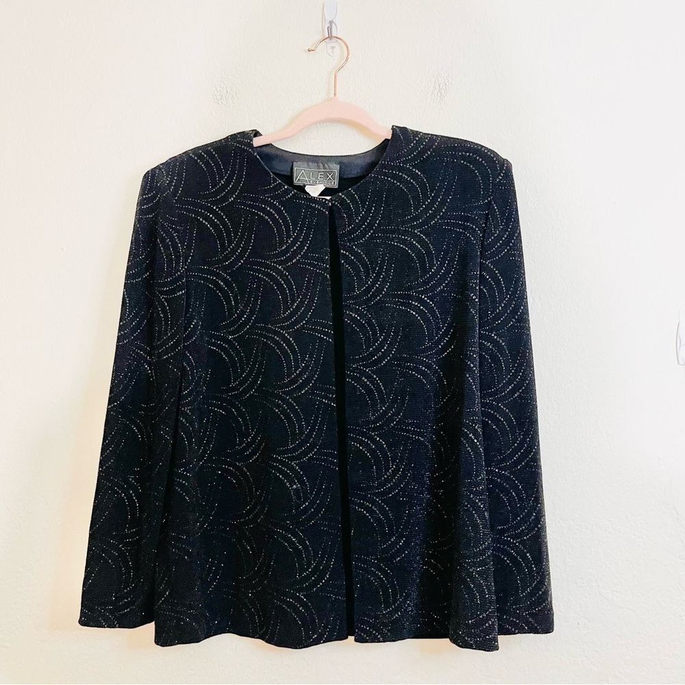 Alex Evenings 2-Piece Glitter Embellished Jacket Dress Women Size 16 Black - Picture 2 of 16